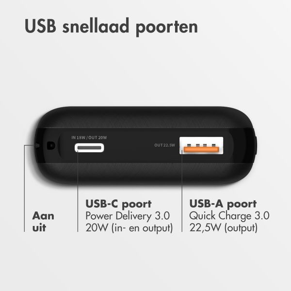 imoshion Compact Powerbank 10.000 mAh - Zwart