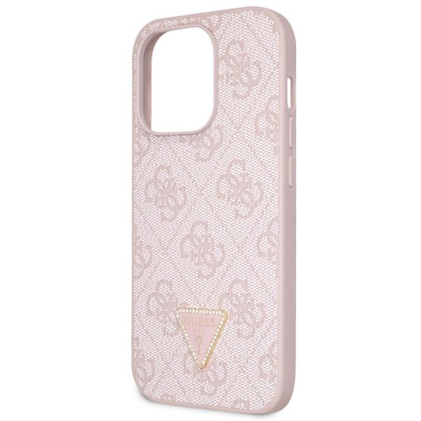 Guess 4G Logo Triangle Strass Backcover iPhone 15 Pro - Roze