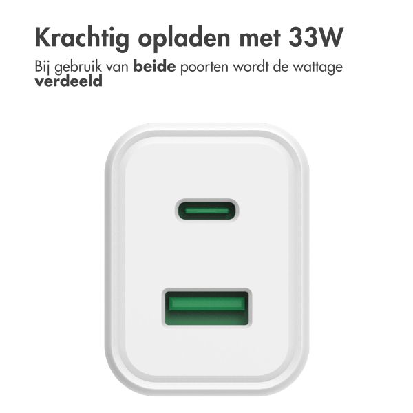 Accezz Power Plus Wall Charger - Oplader USB-C & USB aansluiting - Power Delivery - 33W - Wit