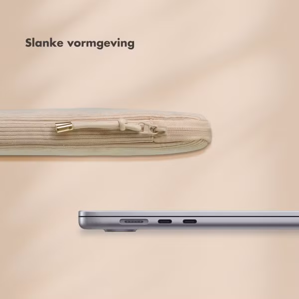 Selencia Corduroy Laptop hoes 15-16 inch - Laptopsleeve - Beige
