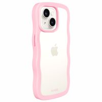 Holdit Wavy Case iPhone 14/15 Plus - Pink / Transparent