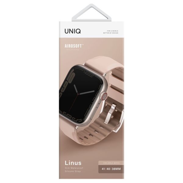 Uniq Linus AiroSoft™ Siliconen bandje Apple Watch Series 1 t/m 9 / SE (38/40/41 mm) | Series 10 / 11 (42 mm) - Rose Pink