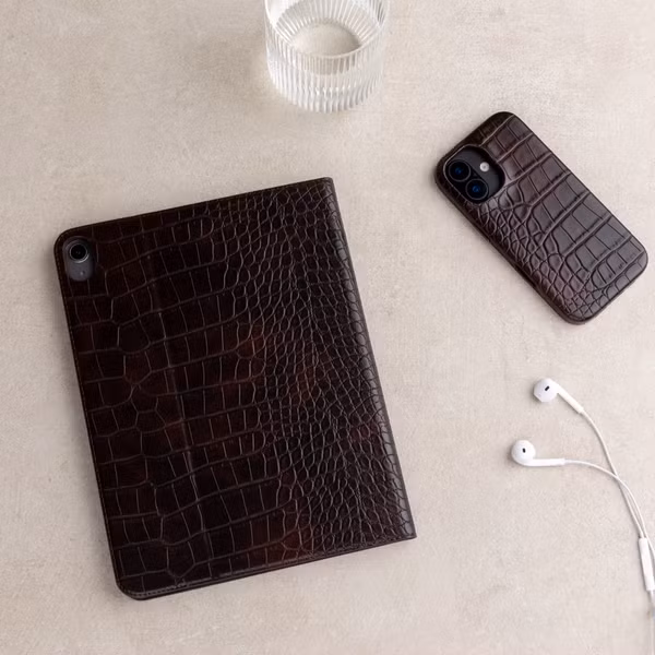 Selencia Croco bookcase Samsung Galaxy Tab A11 Plus / A9 Plus - Choco Brown