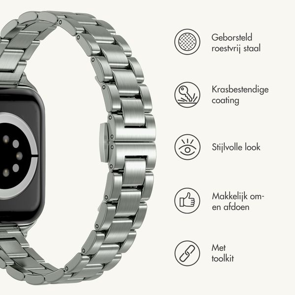 Selencia Slim Steel schakelbandje Apple Watch | 38/40/41/42 mm - Zilver