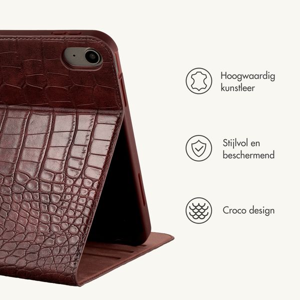 Selencia Croco bookcase Apple iPad Air 11 inch (2026) M4 / (2025) M3 / (2024) M2 / Air 5 (2022) / Air 4 (2020) - Burgundy