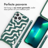 imoshion Siliconen design hoesje met koord iPhone 13 Pro - Petrol Green Groovy