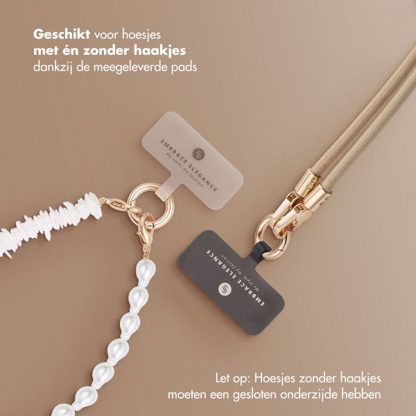 Selencia Telefoonkoorden Set met Parels en Schelpen - Beige