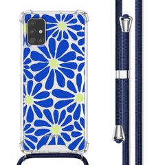 imoshion Design hoesje met koord Samsung Galaxy A51 - Cobalt Blue Flowers Connect