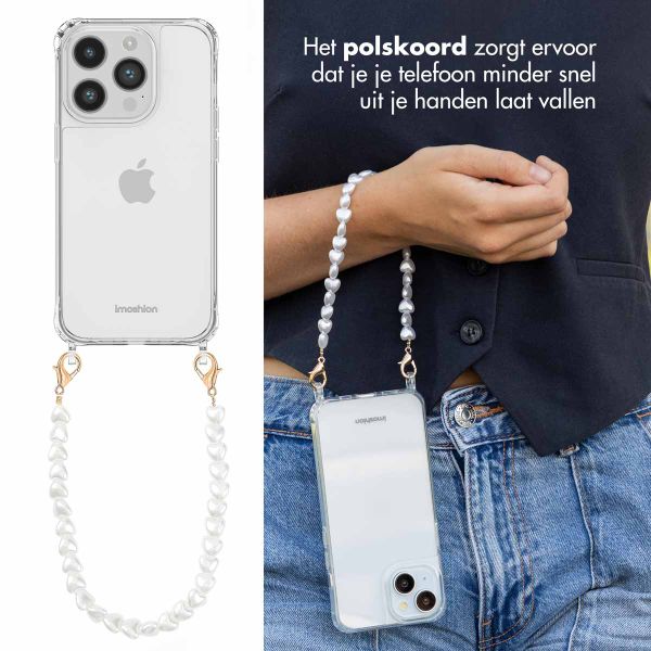 imoshion Backcover met koord + armband Apple iPhone 14 Pro Max - Parels Hartjes