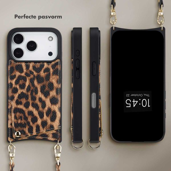 Selencia Nova Telefoonhoes met Koord en Pashouder Apple iPhone 17 Pro - Leopard