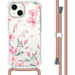 imoshion Design hoesje met koord iPhone 14 - Bloem - Roze