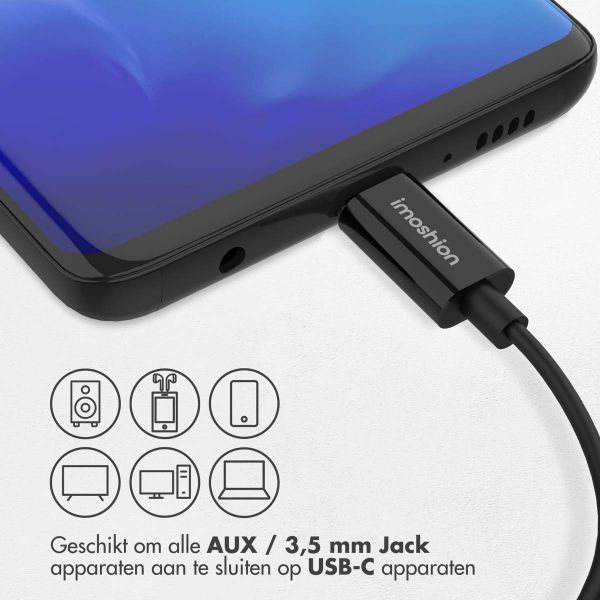 imoshion AUX kabel - 3,5 mm / Jack audio naar USB-C kabel - Male to USB-C - 1 meter - Zwart