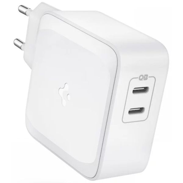 Spigen Dual USB-C Charger - Oplader met 2 USB-C poorten - Met GaN technologie - 65W - Wit