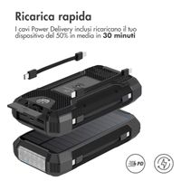 imoshion Solar Powerbank 30.000 mAh - Draadloze powerbank op zonne-energie - Quick Charge en Power Delivery - Zwart