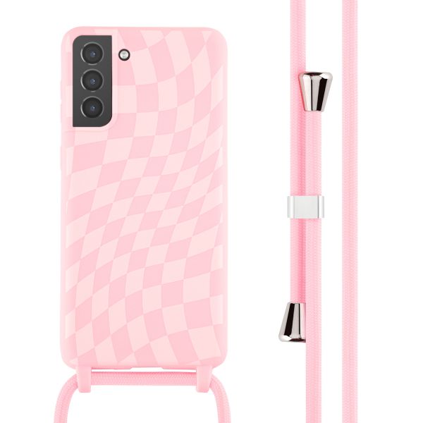 imoshion Siliconen design hoesje met koord Samsung Galaxy S21 Plus - Retro Pink