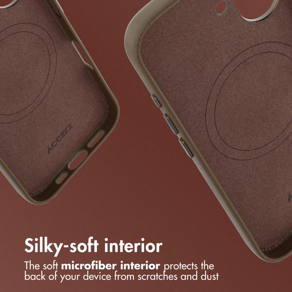 Accezz Leather Back Cover with MagSafe Apple iPhone 16 - Coffee Brown