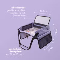 imoshion Reistafel - tablethouder auto - 7 opbergvakken - inclusief 2 kleurplaten - Paars