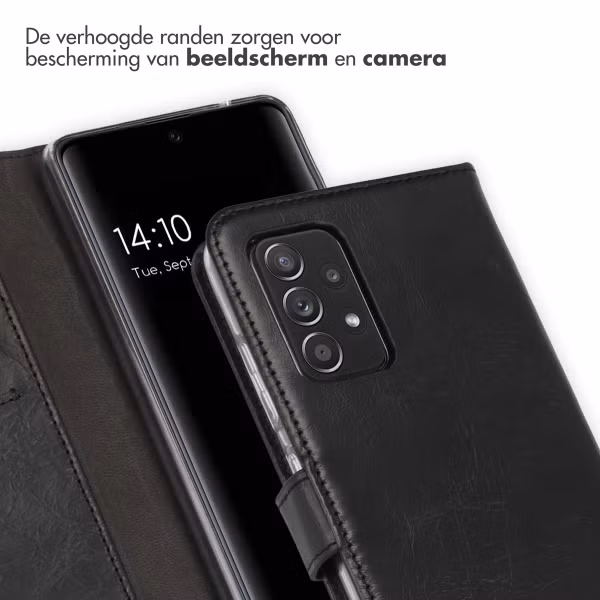 Selencia Echt Leren Bookcase Samsung Galaxy A52(s) (5G/4G) - Zwart