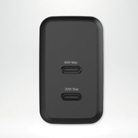 imoshion Oplader - 2x USB-C 40W + Braided USB-C naar USB-C kabel 100W - 1 meter - Zwart