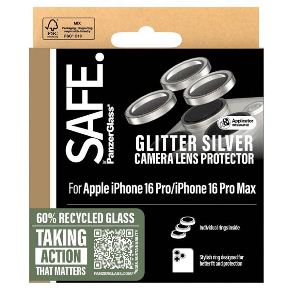 SAFE by PanzerGlass Camera Lens Protector iPhone 16 Pro / 16 Pro Max - Glitter Silver