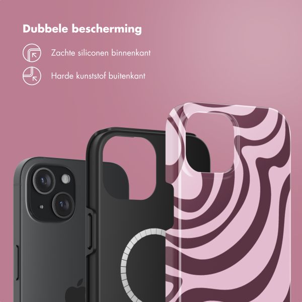 Selencia Vivid Backcover met MagSafe Apple iPhone 15 - Wavy Swirl Pink Plum