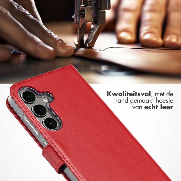 Selencia Echt Lederen Bookcase Samsung Galaxy S25 Plus - Rood