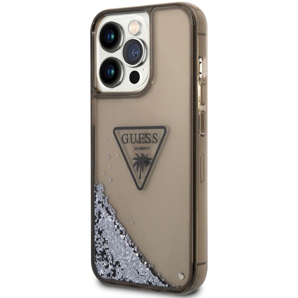 Guess Liquid Glitter Backcover iPhone 14 Pro Max - Zwart