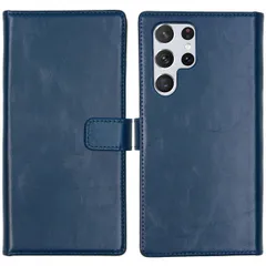 Selencia Echt Leren Bookcase Samsung Galaxy S22 Ultra - Blauw