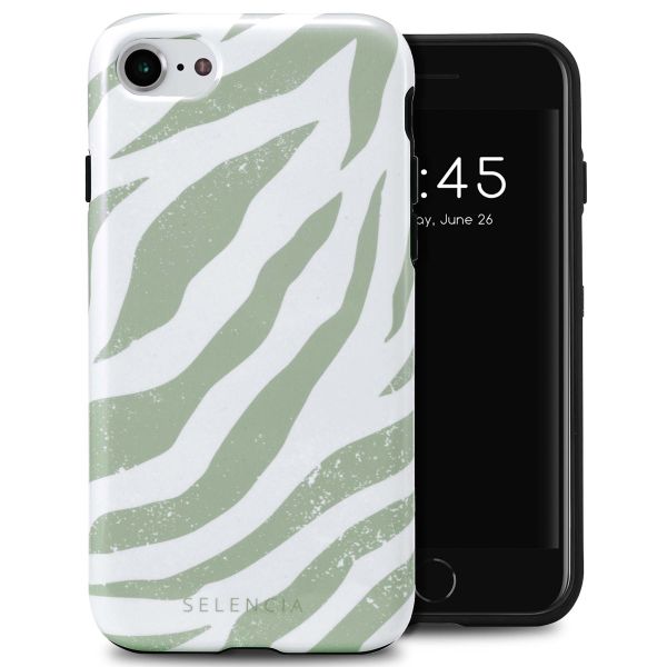 Selencia Vivid Tough Backcover iPhone SE (2022 / 2020) / 8 / 7 / 6(s) - Colorful Zebra Sage Green