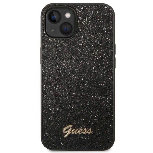 Guess Glitter Flakes Backcover Apple iPhone 14 - Zwart