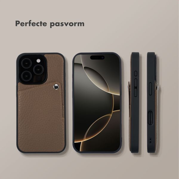 Selencia Riva Backcover met Pashouder Apple iPhone 16 Pro - Mocha Brown