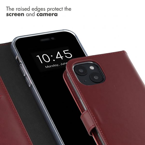 Selencia Genuine Leather Book Case Apple iPhone 14 - Burgundy