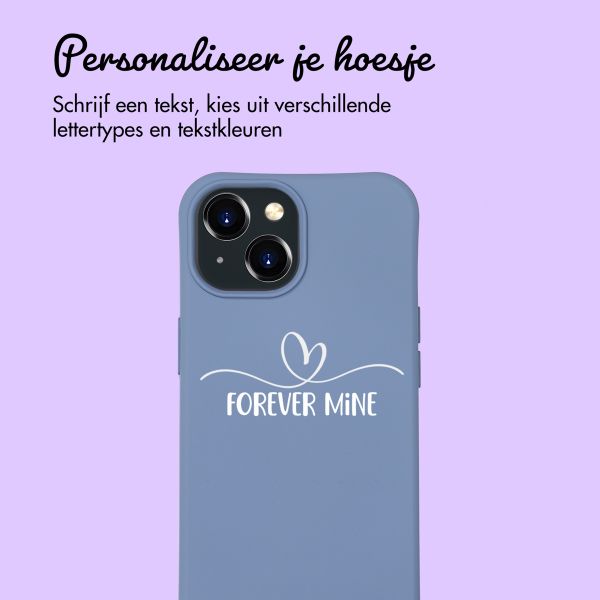 Gepersonaliseerd Color Backcover MagSafe met afneembaar koord en sierlijk hartje  iPhone 15 - Ash Blue