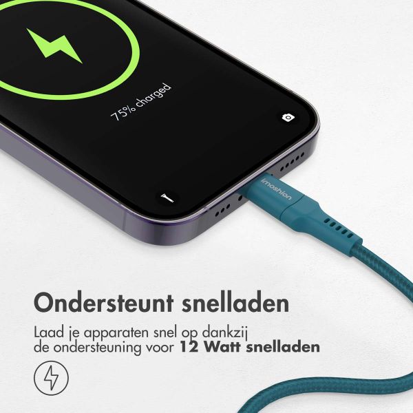 imoshion Lightning naar USB kabel - Non-MFi - Gevlochten textiel - 2 meter - Donkerblauw