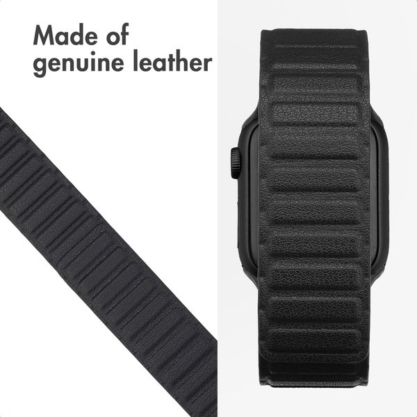 Accezz Magnetic genuine leather band Apple Watch | 44/45/46/49 mm - Black