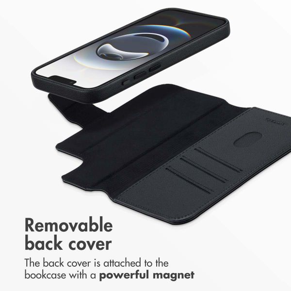 Accezz 2-in-1 Leather Bookcase with MagSafe Apple iPhone 17e / 16e - Onyx Black