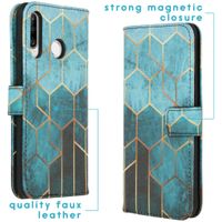 imoshion Design Softcase Bookcase Huawei P30 Lite - Green Honeycomb