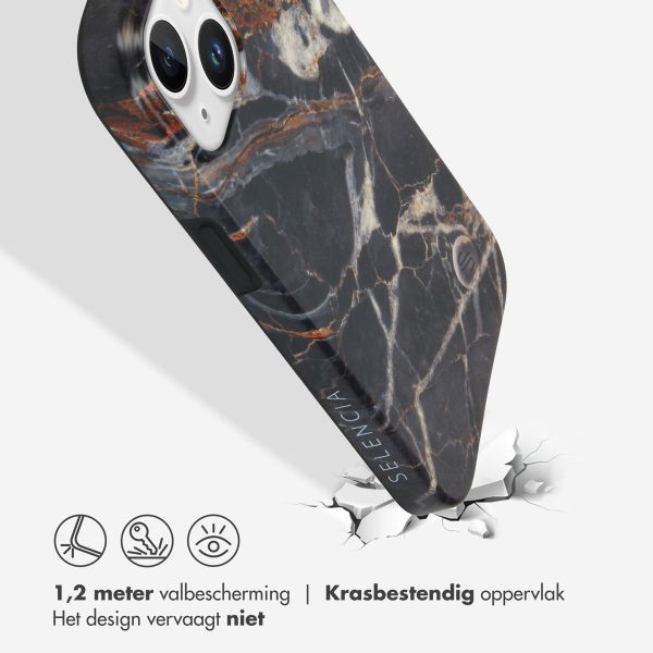 Selencia Aurora Fashion Backcover iPhone 15 - Onyx Black Marble