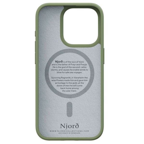 Njorð Collections Suède Comfort+ Case MagSafe iPhone 15 Pro - Olive