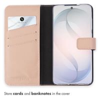 Selencia Genuine Leather Book Case Samsung Galaxy S26 - Dusty Pink