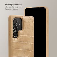 Selencia Nova Croco Telefoonhoes met Koord en Pashouder Samsung Galaxy S25 Ultra - Toasted Almond