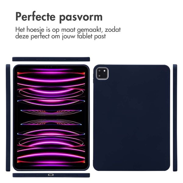 Accezz Liquid Silicone Backcover met penhouder Apple iPad Pro 11 (2022 / 2021 / 2020 / 2018) - Donkerblauw