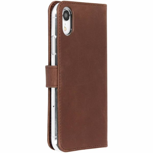 Selencia Echt Lederen Bookcase Apple iPhone Xr - Donkerbruin