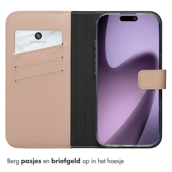 Selencia Echt Leren Bookcase Apple iPhone 17 - Dusty Pink