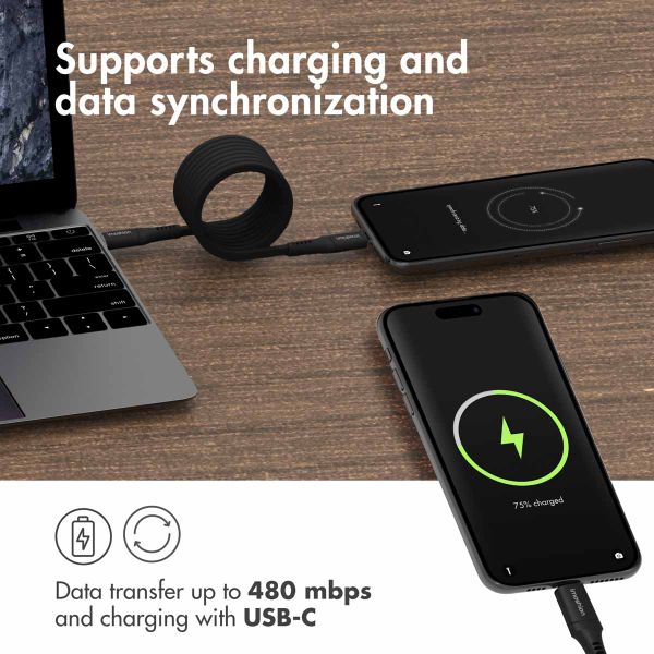 imoshion Magnetic Braided Cable - USB-C to USB-C - 1 Metre - Black