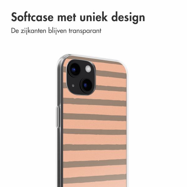 imoshion Design hoesje iPhone 13 - Striped Peach Reverse