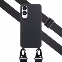 Selencia Siliconen hoesje met afneembaar koord Samsung Galaxy S25 Edge - Zwart