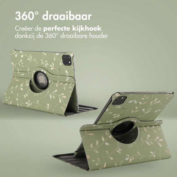 imoshion 360° Draaibare Design Bookcase Apple iPad Pro 11 (2024) M4 - Green Flowers