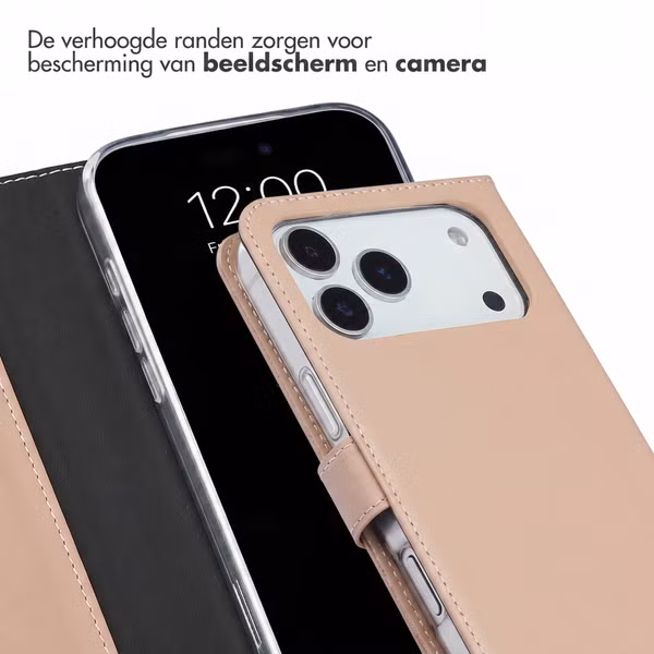 Selencia Echt Leren Bookcase Apple iPhone 18 Pro Max / 17 Pro Max - Dusty Pink