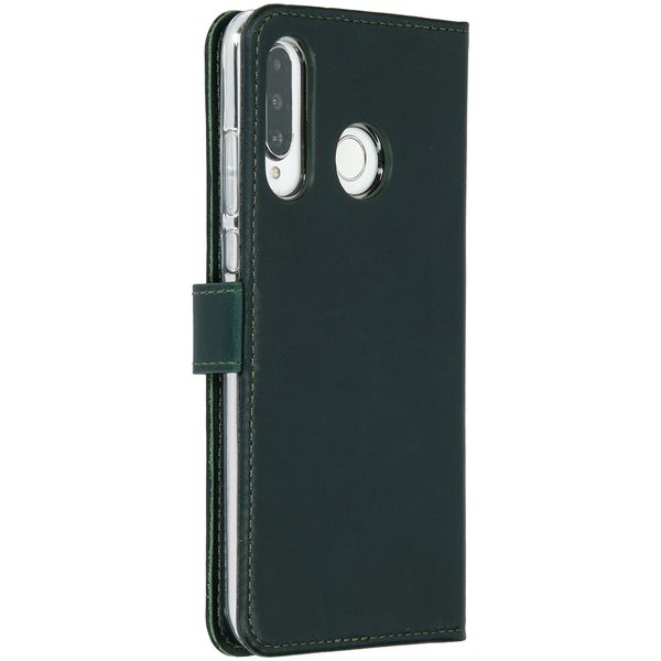 Selencia Echt Leren Bookcase Huawei P30 Lite - Groen